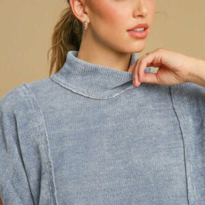 Solid Color Mock Neck Short Sleeve Top