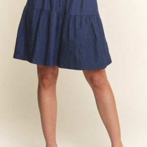 Elastic Waist Wide Leg Denim Shorts