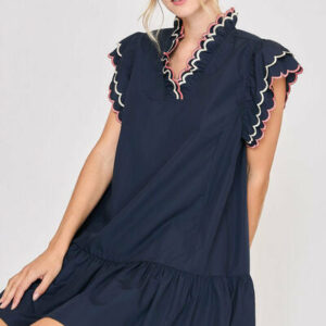 Ruffled Scalloped Sleeved Dress Plus Size