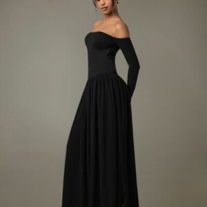 Off Shoulder Long Sleeve Maxi Dress