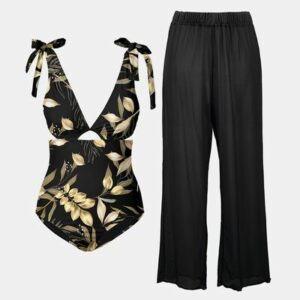 Cutout Tied Bodysuit and Pants Swim Set