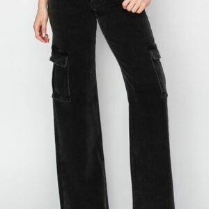 High Rise Wide Leg Cargo Jeans