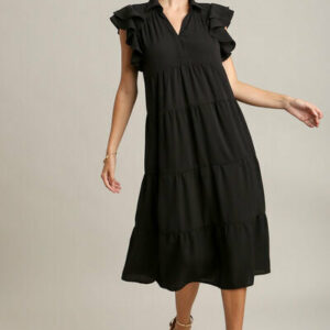 Johnny Collar Ruffle Cap Sleeve Tiered Dress Plus Size