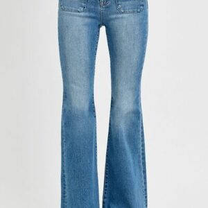 Front Patch Pocket Flare Jeans Plus Size